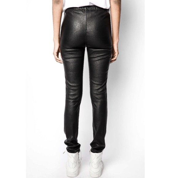 2022 Zadig & Voltaire Pharel Cuir Perm Pants Leather Leggins - Picture 4 of 6